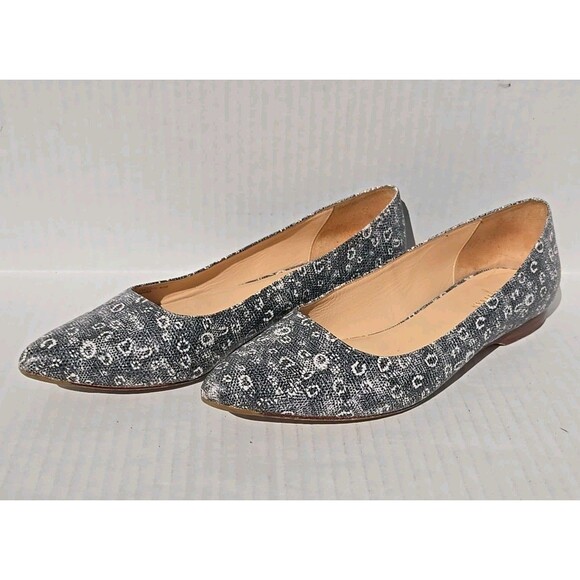 Cole Haan Vanessa Skimmer Leopard Jacquard Pointed Toe Flats Gray Women 8.5 B - Picture 1 of 7